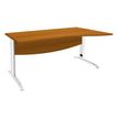 Bureau droit IDRA - Vague à droite - L140 cm - Pieds blancs - plateau imitation Merisier