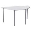 Table de réunion Demi-lune - 140 x 70 cm - Pieds carrés aluminium - Blanc perle