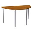 Table de réunion Demi-lune - 160 x 80 cm - Pieds aluminium - imitation merisier