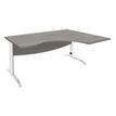Bureau compact à droite IDRA - L160 cm - Pieds blanc - plateau imitation Chêne gris (Pieds de renfort obligatoire à rajouter - non inclus)