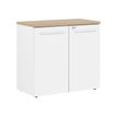 Rangement bas YES ! - L80 x H74 x P42 - 2 portes - Façade blanche - Dessus chêne
