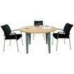 Table de réunion ronde EVIDENCE - 120 cm - Pieds blancs - Plateau imitation merisier
