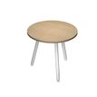 Table ronde - H74,4 cm - 80 cm - 3 pieds blanc - plateau imitation chêne