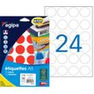 Apli Agipa - Etui A5 - 240 Pastilles adhésives - rouge multi-usages - diamètre 30 mm - réf 101357
