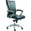 0000793561061-Fauteuil de bureau ergonomique GEORGE en cuir - Accoudoirs fixes - Noir --0
