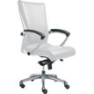 Fauteuil de bureau ergonomique GEORGE en cuir - Accoudoirs fixes - Blanc
