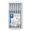 4007817308356-STAEDTLER pigment liner - 6 Feutres fins - noir - différentes tailles de pointes--0