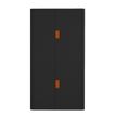 3660141930276-Armoire haute à rideaux EASY OFFICE - 110 x 204 x 41,5 cm - Corps et rideaux noir - Poignée orange--0