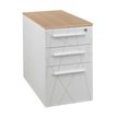 0400794088589-Caisson bout de bureau SUNDAY blanc + top L42 cm imitation Chêne - P 60 cm - 3 tiroirs--0