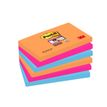 Post-it - 6 Blocs notes Super Sticky Bangkok - 3 couleurs fluos assorties - 76 x 127 mm