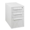 3483600495655-Caisson bout de bureau SUNDAY blanc + top L42 cm blanc - P 80 cm - 3 tiroirs - Blanc--0