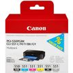 Canon CLI-551/PGI-550 - Pack de 6 - noir, noir photo, gris, cyan, magenta, jaune - cartouche d'encre originale