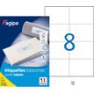 Apli Agipa - 800 Étiquettes adhésives blanches multi-usages - 105 x 74 mm - coins droits - réf 100985
