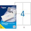 Apli Agipa - 400 Étiquettes adhésives blanches multi-usages - 99,1 x 139 mm - coins arrondis - réf 101042