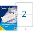 Apli Agipa - 200 Étiquettes adhésives blanches multi-usages - 199,6 x 144,5 mm - coins arrondis - réf 101310