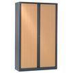 3219096910361-Armoire haute monobloc à rideaux ETIC - 198 x 120 cm - anthracite/imitation hêtre--0