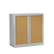 3219096914383-Armoire basse monobloc à rideaux ETIC - 100 x 120 cm - aluminium/imitation hêtre--0