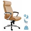 Fauteuil de bureau WILLIAM - accoudoirs articulés - appui-tête intégré - cuir Camel