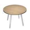 Table ronde - H74,4 cm - 100 cm - 4 Pieds blanc - plateau imitation chêne