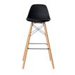 Lot de 2 tabourets haut STEELWOOD - pied hêtre - assise noire