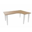 Bureau compact 90° à droite EVIDENCE - Pieds blancs - Plateau imitation chêne clair