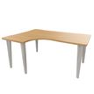 Bureau compact 90° à gauche EVIDENCE - Pieds aluminium - Plateau imitation chêne clair