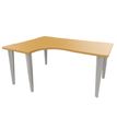 Bureau compact 90° à gauche EVIDENCE - Pieds aluminium - Plateau imitation hêtre
