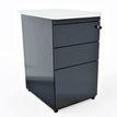 Caisson hauteur bureau 80 cm EVIDENCE - 2 tiroirs + 1 tiroir dossiers suspendus - corps anthracite - top imitation érable