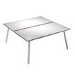 Bureau Bench LEONARDO - L140 x H74 x P168 - Pieds métal blancs - Blanc chants chêne