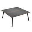 Bureau Bench LEONARDO - L160 x H74 x P168 - Pieds métal noirs - Anthracite chants chêne
