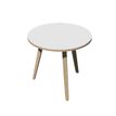 Table ronde - H74,4 cm - 80 cm - 3 pieds bois - plateau blanc