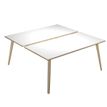 Bureau Bench LEONARDO - L140 x H74 x P168 - Pieds bois - Blanc chants chêne