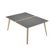 Bureau Bench LEONARDO - L140 x H74 x P168 - Pieds bois - Anthracite chants chêne