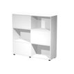 Bibliothèque mi-haute TETRIS  - L120 x H116,2 x P35 - Corps blanc - Portes anthracite