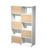 Bibliothèque haute TETRIS  - L120 x H190,6 x P35 - Corps blanc - Portes chêne
