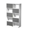 2012349515044-Bibliothèque haute TETRIS  - L120 x H190,6 x P35 - Corps blanc - Portes anthracite--0