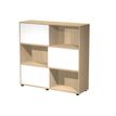 2012349515129-Bibliothèque mi-haute TETRIS  - L120 x H116,2 x P35 - Corps chêne - Portes blanches--0
