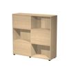 Bibliothèque mi-haute TETRIS  - L120 x H116,2 x P35 - Corps et portes chêne