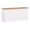 Crédence YES ! - L160 x H75 x P45 - 2 portes coulissantes - Façade blanche - Dessus Merisier