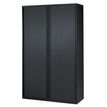 Armoire haute à rideaux - L120  x H198 x P43 cm - 4 tablettes - noir