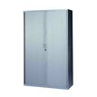 Armoire haute à rideaux - L120  x H198 x P43 cm - 4 tablettes - silver