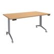 Table de réunion abattantes - L160 x P80 cm - pied alu - plateau imitation hêtre