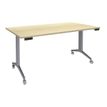 Table de réunion abattantes - L160 x P80 cm - pied alu - plateau imitation érable