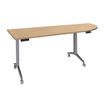 Table de réunion abattantes angle à droite - L200 x P80 cm - pied alu - plateau imitation chêne clair