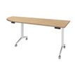 Table de réunion abattantes angle à gauche - L200 x P80 cm - pied blanc - plateau imitation chêne clair