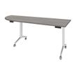 Table de réunion abattantes angle à gauche - L200 x P80 cm - pied blanc - plateau imitation chêne gris