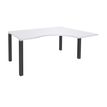 Bureau compact EXPRIM - L180 cm - Retour droite - Plateau Blanc perle - Pieds carbone (Pieds de renfort obligatoire à rajouter - non inclus)