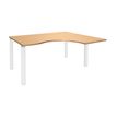 Bureau compact EXPRIM - L180 cm - Retour droite - Plateau imitation Hêtre - Pieds blanc (Pieds de renfort obligatoire à rajouter - non inclus)