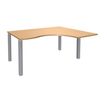 Bureau compact EXPRIM - L180 cm - Retour droite - Plateau imitation Hêtre - Pieds alu (Pieds de renfort obligatoire à rajouter - non inclus)