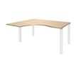 Bureau compact EXPRIM - L180 cm - Retour gauche - Plateau imitation Chêne clair - Pieds blanc (Pieds de renfort obligatoire à rajouter - non inclus)